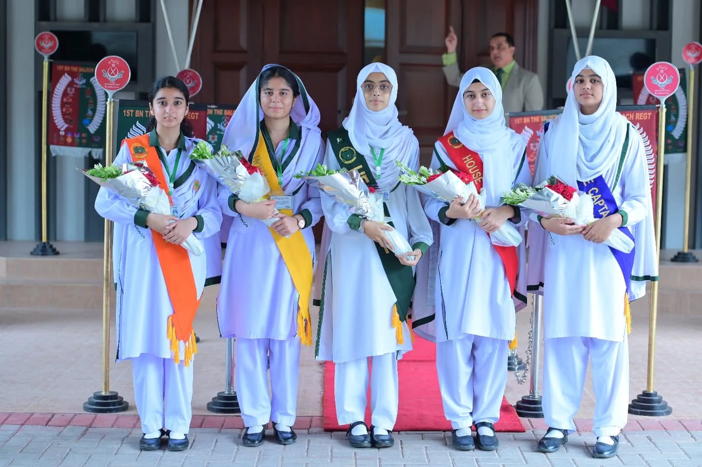 House flags during a school event