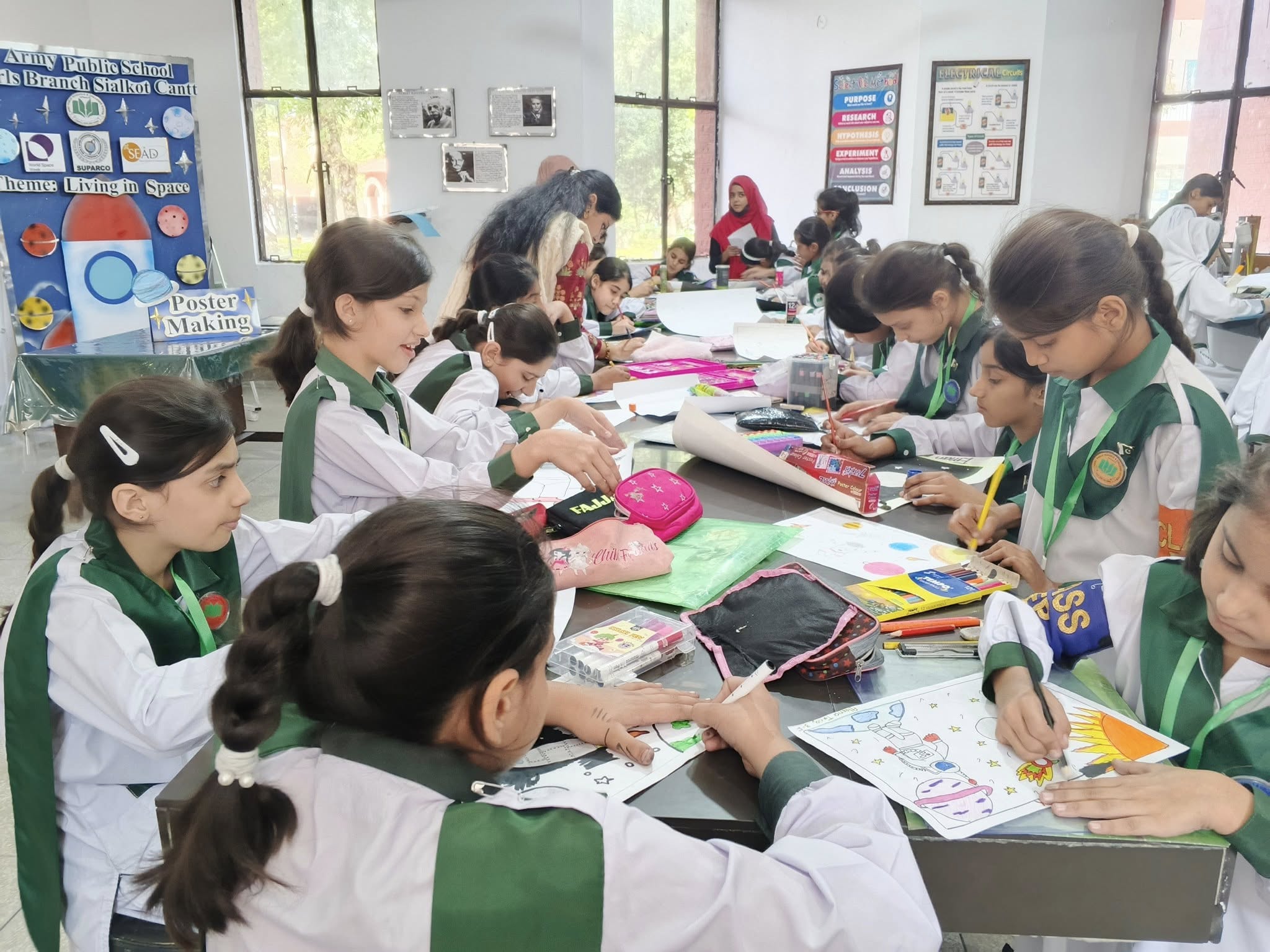 Students collaborating in class