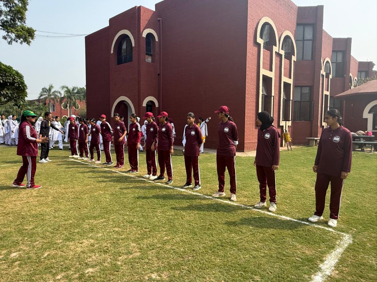 School playground with students
